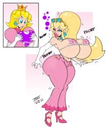 1girls alternate_breast_size ass ass_expansion before_and_after big_ass bimbo bimbofication bimbophi breast_expansion breasts choker elbow_gloves female high_heels huge_breasts jewelry mario_(series) mushroom nintendo nipple_bulge princess_peach solo super_mario_bros. thick_lips thick_thighs transformation voluptuous wide_hips