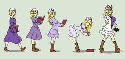 1girls 2girls bimbo bimbofication breast_expansion eye_color_change female high_heels identity_death maribel_hearn thick_lips touhou transformation transformation_sequence yukari_yakumo