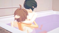 3d bathtub brother_and_sister consensual_incest cowgirl_position danganronpa danganronpa_ultra_despair_girls girl_on_top incest koikatsu looking_at_partner naegi_komaru naegi_makoto nude sex smooth_skin