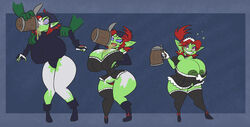 3koma areola_slip areolae barmaid bimbo bimbofication black_eyes black_hair brainwashing breast_expansion bursting_breasts colored_pupils colored_sclera da-fuze dc dc_comics drunk earrings eye_color_change eyeshadow female french_maid frilled_dress gloves goblin goblin_female goblinification green_skin hair_color_change huge_breasts hypnotic_eyes identity_death lace-trimmed_thighhighs maid nipples no_irises pointed_ears ponytail race_swap raven_(dc) red_hair shortstack shortstackification skin_color_change species_transformation teen_titans thick_thighs transformation transformation_sequence white_skin wide_hips yellow_eyes