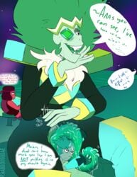 cartoon_network emerald_(steven_universe) futanari green_hair intersex masturbation open_mouth prehensile_penis ruby_(steven_universe) steven_universe tentacle_penis text_bubble wolftacos