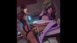 2futas 3d animated areolae ass balls big_penis blender breasts brown_hair circumcised d.va dreamrider erection evilaudio flaccid futa_on_futa futa_only futanari nipples no_eyewear overwatch penetration penis penis_size_difference phone sex sound tagme testicles tracer union_jack video