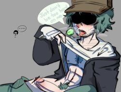 body_hair friday_night_funkin garcello_(atsuover) gay green_hair lollipop male_focus male_only penis