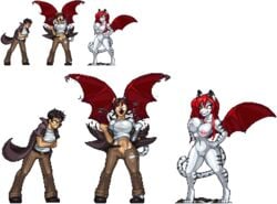 anthro ass_expansion bat_wings breast_expansion casetermk demon_wings eye_color_change gender_transformation hair_color_change hair_growth huge_breasts human_to_anthro identity_death large_ass mtf_transformation navel nipples original_character red_hair species_transformation thick_thighs tiger tiger_girl transformation transformation_sequence transparent_background white_tiger wide_hips