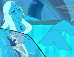 blue_diamond_(steven_universe) blue_pearl_(steven_universe) blue_skin blue_theme bubbles cartoon_network diamond_authority female gem_(species) giantess macro micro micro_on_macro oral pubic_hair steven_universe underwater underwater_sex wolftacos yuri