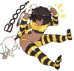 2boys balls_in_panties bee bee_boy big_ass big_butt bubble_ass bubble_butt bulge dark-skinned_femboy dark-skinned_male dark_skin doppel femboy flower hair_covering_eye hair_over_eyes male male_only panties tagme thick_thighs thighhighs