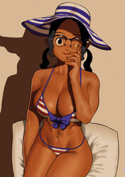 abs arung_samudra_(cessa) bikini cessa dark-skinned_female hat huge_breasts