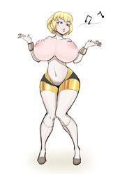 1girls aegis_(persona) aigis_(persona) atlus big_breasts big_lips bimbo bimbofication blonde_hair blue_eyes bodysuit bow breasts clothing eyelashes eyeshadow female female_only fully_clothed gynoid high_heels highres huge_breasts large_breasts leotard lips lipstick lisden makeup persona persona_3 ribbon robot robot_girl short_hair solo standing stockings thick_legs thick_thighs thighhighs transformation video_game video_games voluptuous white_clothing white_leotard white_stockings white_thighhighs wide_hips