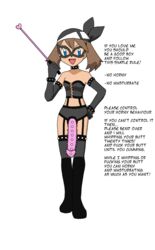 dildo dominatrix domino_mask femdom may_(pokemon) may_(pokemon_emerald) pokemon pokemon_rse strap-on strapon studded_dildo whip