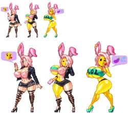 ass_expansion bikini bimbo bimbofication black_eyes breast_expansion bunny_girl casetermk emoji emoji_(race) emojification eye_color_change female goth huge_ass huge_breasts identity_death navel skin_color_change thick_thighs transformation transformation_sequence transparent_background wide_hips yellow_skin