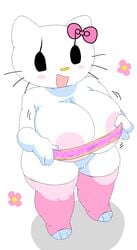 anthro big_breasts cute dream-cassette female flower hello_kitty hello_kitty_(character) hello_kitty_(series) hoshime kitty_white mob_face pink_legwear pop-tarts poptart sanrio shortstack