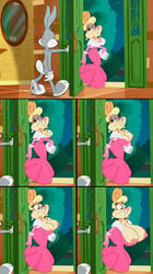 boa breast_expansion breasts_out buckteeth bugs_bunny cleavage cleavage_overflow clutch dress edit erect_nipples eyeshadow fur gigantic_breasts gigantic_nipples huge_breasts lola_bunny monkeyman_(artist) nipple_slip nipples nipples_outside no_bra overflowing_breasts screencap screenshot_edit the_looney_tunes_show warner_brothers worried_expression