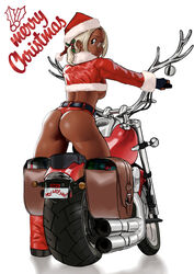 arung_samudra_(cessa) bike cessa christmas dark-skinned_female dark_skin female human large_ass motorcycle santa_costume sideboob underboob vehicle