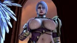 1boy 1girls 3d animated big_breasts bouncing_breasts breasts female isabella_valentine looking_at_viewer male male_pov pov siegfried siegfried_schtauffen soul_calibur sound stoneddude tagme video white_hair