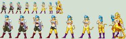 1boy ass_expansion blue_hair breast_expansion breath_of_fire casetermk clothing female gender_transformation hair_growth huge_ass huge_breasts identity_death mtf_transformation navel ryu_(breath_of_fire) skin_color_change species_transformation thick_thighs tiger tiger_girl transformation transformation_sequence wide_hips woren