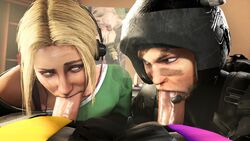 2boys 2girls 3d akatomasu angry blonde_hair blowjob blue_eyes bob_cut brown_eyes brown_hair clothed competition deep_blowjob deepthroat dildo european eye_contact fellatio female female_focus german headgear headphones helmet hi_res highres iq_(rainbow_six) jackal_(rainbow_six) jager_(rainbow_six) light-skinned_female light-skinned_male light_skin looking_at_another looking_at_partner looking_to_the_side male medium_hair microphone military mira_(rainbow_six) necktie oral oral_penetration oral_sex poster pov rainbow_six rainbow_six_siege smile smiling source_filmmaker spanish straight suit teasing tight_throat tom_clancy