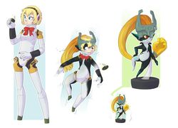 1girls aegis_(persona) aigis_(persona) anthro blonde_hair blue_eyes bow clothing confused confusion doll dollification eyelashes eyeshadow fauvfox female female_only green_eyes gynoid human_to_inanimate imp imp_midna inanimate_object inanimate_transformation large_breasts leotard lips lipstick machine magic makeup midna persona persona_3 petrification ribbon robot robot_girl short_hair standing stockings the_legend_of_zelda the_legend_of_zelda:_twilight_princess thick_legs thick_thighs thighhighs transformation transformation_(object) transformation_sequence twilight_princess video_game video_games voluptuous white_clothing white_leotard white_stockings white_thighhighs wide_hips