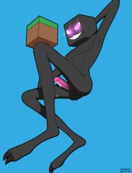 black_body dustin_c enderman glowing glowing_eyes leaking_precum male male_only minecraft minecraft_xxx mojang penis penis_out precum purple_eyes purple_penis solo solo_male