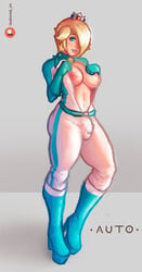 1futa areolae artist_name automat-on balls big_breasts bike_outfit_(mario_kart) blonde_hair blue_eyes bodysuit boots breasts bulge clothed clothing crown curvy earrings exposed_breasts futa_only futanari hair_over_one_eye human light-skinned_futanari light_skin long_hair mario_(series) mario_kart mostly_clothed nintendo nipples open_clothes pale_skin patreon penis penis_bulge penis_outline penis_under_clothes princess_rosalina racing_suit scarf solo standing star_earrings thick zipper