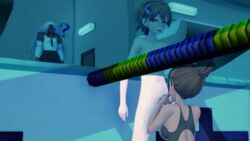 3d ? asahina_aoi danganronpa koikatsu naegi_makoto oogami_sakura straight_hair swimming_pool tagme