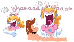 anthro doggy_style heart-shaped_pupils mario mario_(series) mario_+_rabbids mario_+_rabbids:_kingdom_battle minus8 nintendo possession princess_peach princess_peach_(cosplay) pussy rabbid rabbid_peach raving_rabbids sex super_mario_odyssey tiara_(mario) white_background