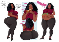 burp burping dark_skin fatpandabutt food huge_ass huge_thighs large_belly large_breasts large_thighs stuffed stuffing tight_clothing tight_fit weight_gain