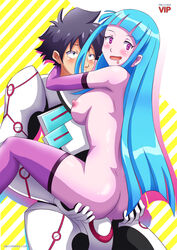 1boy 1girls ass bbmbbf black_hair blue_hair blush breasts me!me!me! meme_(me!me!me!) nipples palcomixvip.com purple_eyes pussy sex shuu-chan_(me!me!me!) simple_background uncensored vaginal_penetration