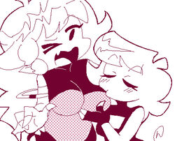 2girls black_and_white breast_sucking_through_clothes friday_night_funkin friday_night_funkin_(minus_mod) girlfriend_(friday_night_funkin) grabbing_breast lesbian minus_gf_(iagoanims) mob_face selfcest strawberrytofu16