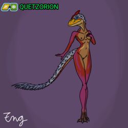 1girls anthro dinosaur female female_only hybrid jurassic_world_alive naked nude quetzorion the_nameless_guy