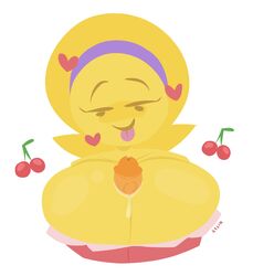 between_breasts big_breasts breasts cherries cherry cleavage cleavage_overflow cupcake emoji emoji_(race) emoji_milf emojifam_(sssir8) erect_penis female female_only huge_breasts large_breasts looking_at_viewer mature mature_female milf mob_face mother no_outlines paizuri precum precum_drip slobbyslapper smile smiling smiling_at_viewer sssir sssir8 top_heavy yellow_body yellow_skin