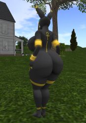 3d anubis anubis_(whisperingfornothing) big_ass big_breasts black_fur breasts bubble_butt female ferialexonar huge_ass nude outdoors piercing tagme thick_thighs yellow_fur yellow_nipples