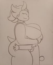 alien big_ass bodysuit breast_smother female hand_on_ass hug huge_breasts jenise_(omegabrawl) larger_female size_difference stuffydolly thick_thighs