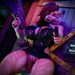 1girls 3d absurd_res angry anthro anthro_only ass bedroom_eyes big_breasts big_butt breasts cyberpunk cyberpunk_2077 fangs felid female female_only genitals gesture gun hi_res looking_at_viewer mammal narrowed_eyes pointing pointing_at_viewer pussy ranged_weapon saber-toothed_tiger sabertooth_(anatomy) seductive slutty_clothing solo spread_pussy spreading ssjtim teeth thick_thighs toofer weapon wide_hips