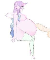 1boy 1girls areolae big_breasts breasts futa_only futanari huge_belly huge_cock hyper_belly hyper_pregnancy large_breasts nipples penis pregnant purinpaw ready_to_pop solo