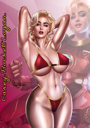 1girls alternate_version_available armpits arms_behind_head big_breasts bikini blonde_female blonde_hair breasts_bigger_than_head brown_eyes casey_'rocket'_logan cleavage deviantart female female_only fit fit_female hourglass_figure huge_breasts human human_only iron_man_(cosplay) killbiro light_skin marvel mature mature_female medium_hair original original_character posing solo solo_female stefania_ferrario thick thick_thighs thong_bikini voluptuous voluptuous_female wide_hips