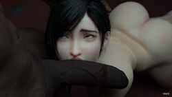 1boy 1girls 3d blender dark-skinned_male dark_skin erection fellatio female final_fantasy final_fantasy_vii huge_cock interracial male oral penis straight tifa_lockhart vekkte