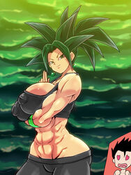 1girls abs base_form_kefla big_ass big_breasts big_nipples black_eyes black_hair bracelet breasts busty cabba dragon_ball dragon_ball_super earrings female fusion hand_on_breast huge_ass huge_breasts kefla male nipples_visible_through_clothing potara_earrings rickert_kai shounen_jump tournament_of_power voluptuous