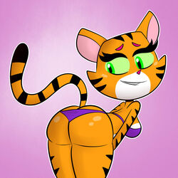 1girls 2017 ass ass_cleavage ass_focus bending_over big_ass big_breasts bikini biting_lip biting_own_lip butt_crack cartoon_network cat_starfire cute dat_ass dc feline female female_only furry green_eyes koriand'r lip_biting looking_back orange_fur purple_background purple_bikini purple_swimsuit scobionicle99 solo starfire swimsuit tail teen_titans_go tiger tiger_tail