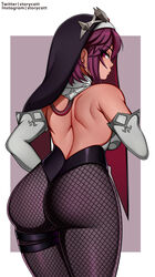 ass facing_away female_only genshin_impact nun rosaria_(genshin_impact) storycatt