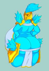 armor ass_cleavage barely_clothed big_ass big_breasts blue_skin butt_crack chubby fat huge_ass huge_breasts loincloth monster_girl pancaketomo rear_view round_ass sideboob terraria thick_thighs wide_hips