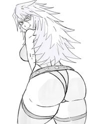 asimetry ass ass_focus big_ass big_butt female looking_back midnight_(my_hero_academia) my_hero_academia nemuri_kayama sketch thick_thighs