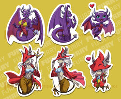 2021 5_fingers absurdres alanscampos ass bikini breasts chibi clothing cyan_eyes cynder dragon final_fantasy final_fantasy_ix freya_crescent grey_fur horns outline patreon patreon_username purple_scales red_clothing scalie simple_background spyro_the_dragon sticker sticker_outline sticker_pack sticker_sheet stickers tail watermark white_hair wide_hips wings