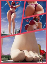 3d 3d_(artwork) big_ass bra feet female female_only fortnite fortnite:_battle_royale giantess hands_behind_head heartstopper_(fortnite) large_ass lingerie looking_at_viewer mask panties solo tagme thick_thighs wide_hips wotm8h8