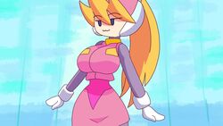 animated big_breasts blonde_hair ciel_(mega_man) huge_breasts ichduhernz large_breasts mega_man mega_man_zero no_sound nude_female pussy rockman tagme undressing video white_body white_skin