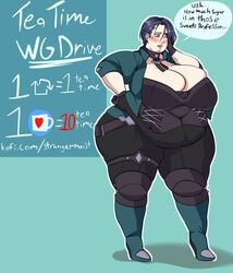 1girls ass belly_expansion belly_overhang blue_hair breasts chubby chubby_cheeks chubby_female cleavage english_text fat fat_ass fat_belly female fire_emblem fire_emblem:_three_houses huge_breasts jrpc21 nintendo plump sequence shamir_nevrand solo solo_female text thick thick_thighs thunder_thighs weight_gain