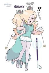 2girls aroused blonde_hair blush breast_grab breasts dual_persona groping hair_over_one_eye huge_breasts mario_(series) mario_golf moaning nintendo pleasure_face princess_rosalina selfcest subway_sum super_mario_galaxy yuri