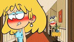 big_breasts big_penis blush blushing cum dickgirl edit futanari horny lactation leni_loud lori_loud penis_under_clothes sperm straight_hair the_loud_house xsherlock420_(artist)