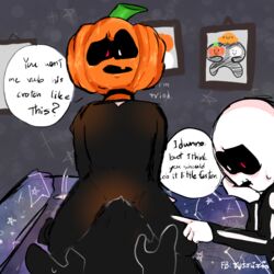 2boys aged_up bulge clothed_sex costume costumes friday_night_funkin frottage gay halloween_costume halloween_costumes lemon_demon male/male male_pov monster_(friday_night_funkin) pov pov_eye_contact pump_(srpelo) pumpkin pumpkin_costume pumpkin_head skeleton_costume skid_(srpelo) spooky_month text video_games youtube