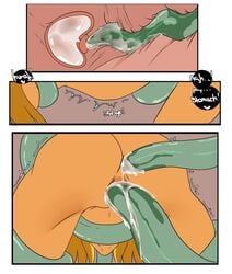 1girls anal ass brown_hair comic comic_page cross_section cum cum_in_ass cum_in_pussy cum_in_uterus cum_inside cumflation double_penetration female female_focus flora flora_(winx_club) from_behind green_tentacles inflation inuyuru latina long_hair penetration plants pussy rainbow_(animation_studio) rape restrained restrained_by_tentacles sex speech_bubble spread_legs tentacle tentacle_sex translucent_tentacles uterus vaginal_penetration vines winx_club