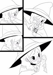 fellatio glasses hat itou_life monochrome oral penis taiki uncensored witch_hat